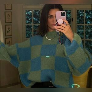 STINE GOYA Adonis Green Checkered Sweater